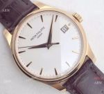 Super Clone Swiss 9015 Patek Philippe White Face Rose Gold Watch